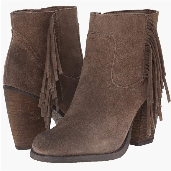 Sbicca Marimba Fringe ankle BOOT WESTERN  Taupe Size 7.5M - Picture 1 of 16